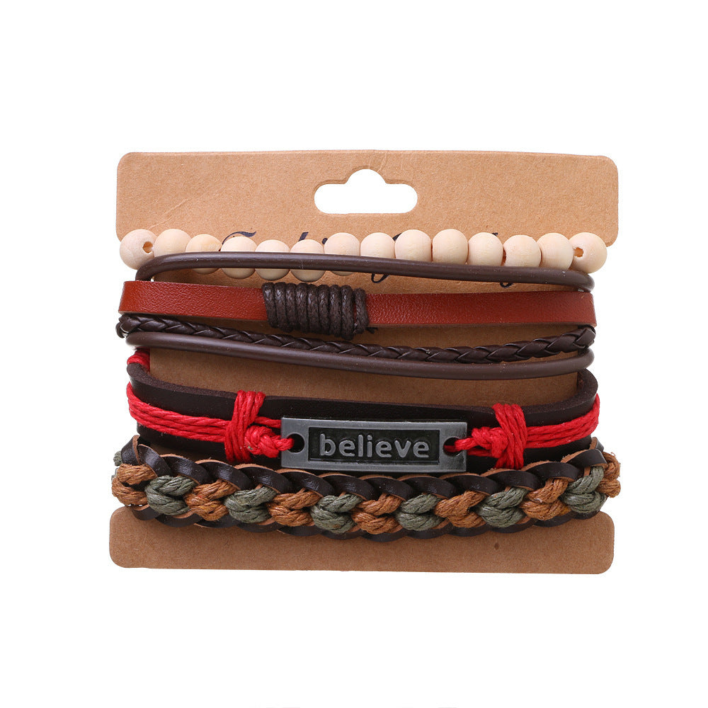 Men's Personality Fashion Multi-layer Woven Leather Bracelet