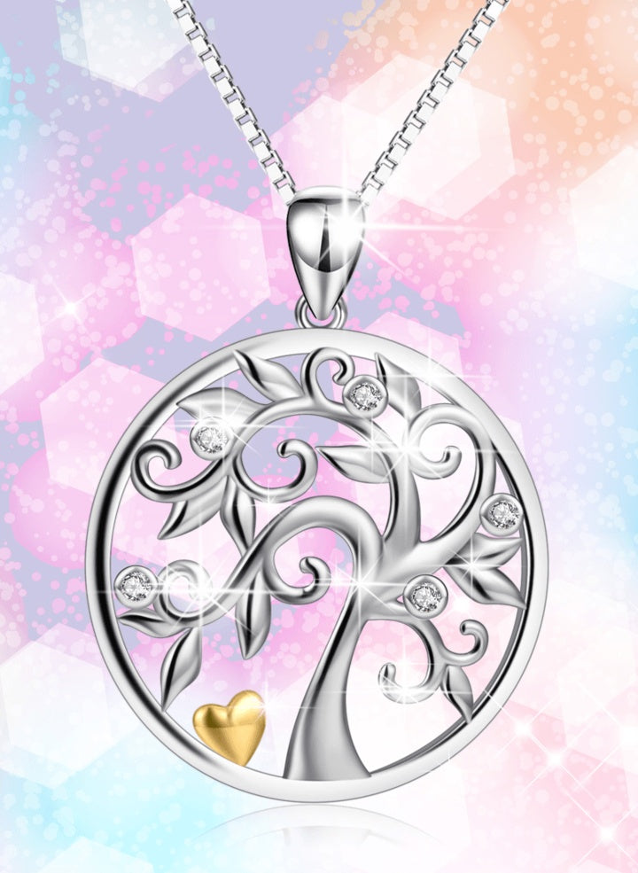 European and American fashion wild 925 sterling silver life tree necklace female micro inlaid zircon