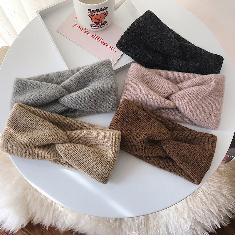 Outer wool knitted hairband women