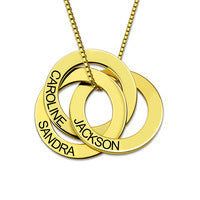Silver Necklace Personalized Russian Interlocking Circles Necklace Gift For Women