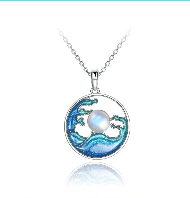 Silver Necklace Women's Sea Moon Chinese Style Jewelry