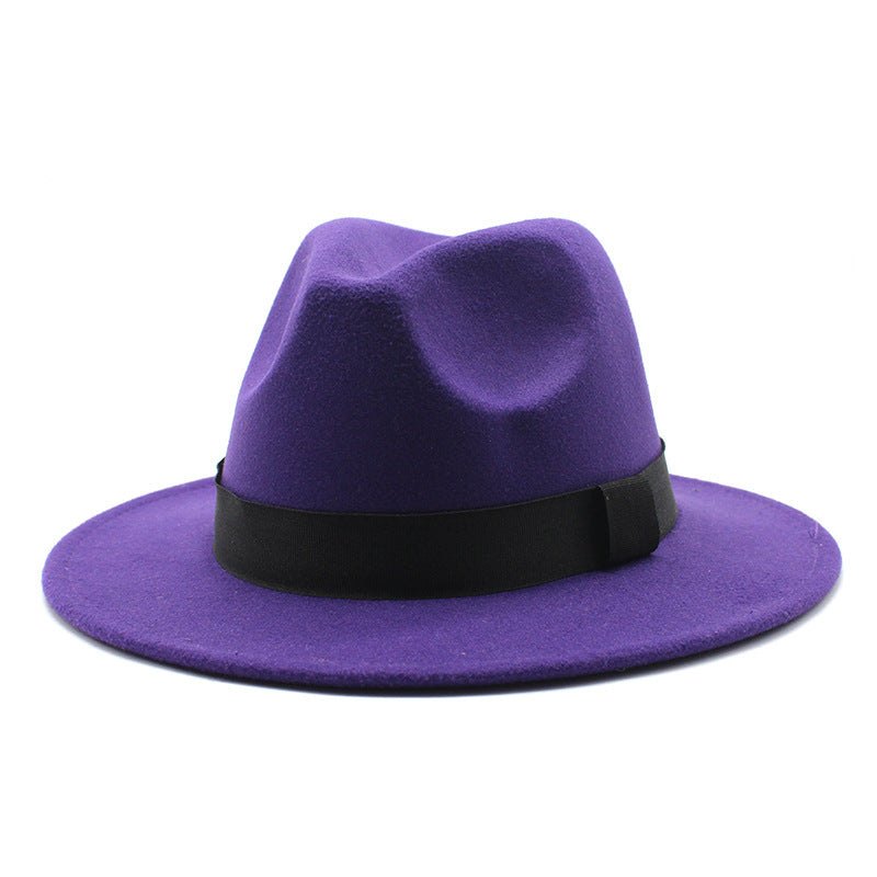 New Panama Flat Brim Fedora Hat Woolen Hat Men's And Women's Hats