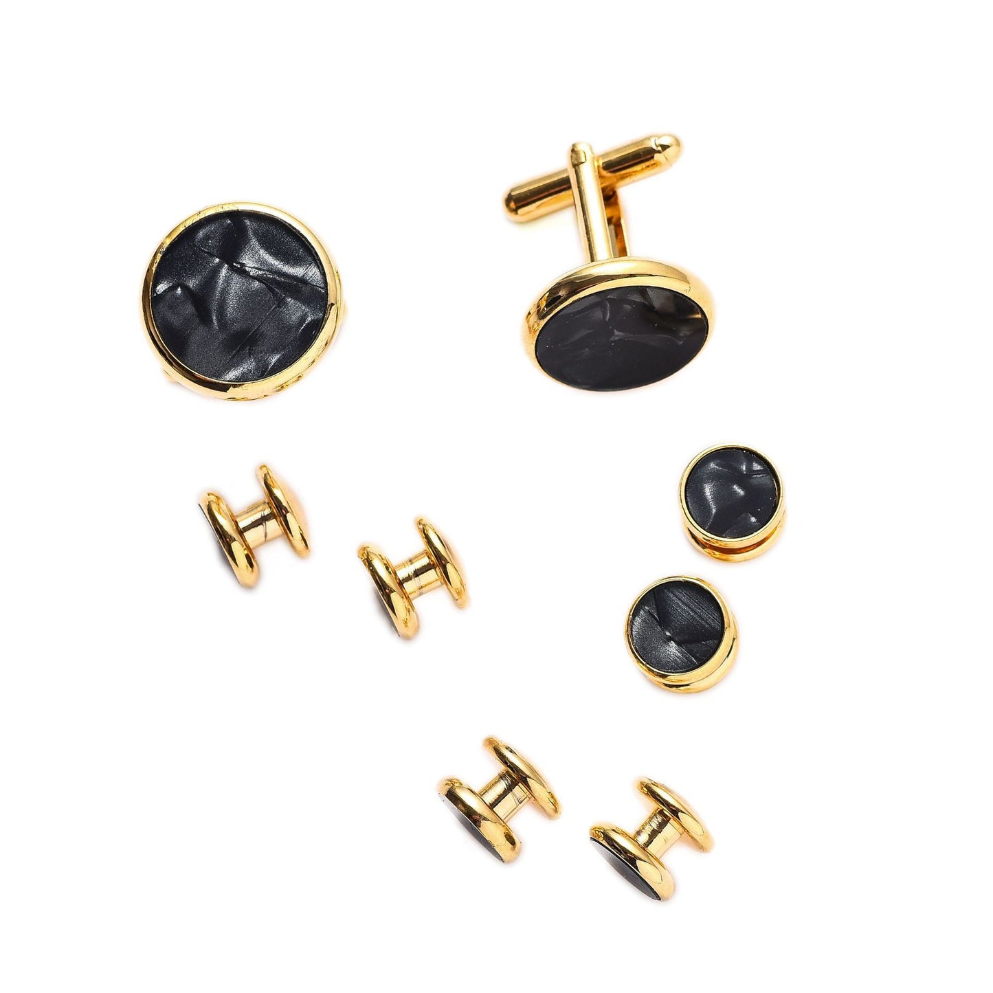 Men's Cufflinks French Shirt Round Drip Shell Cufflinks Cufflink Combo 8 Piece Set