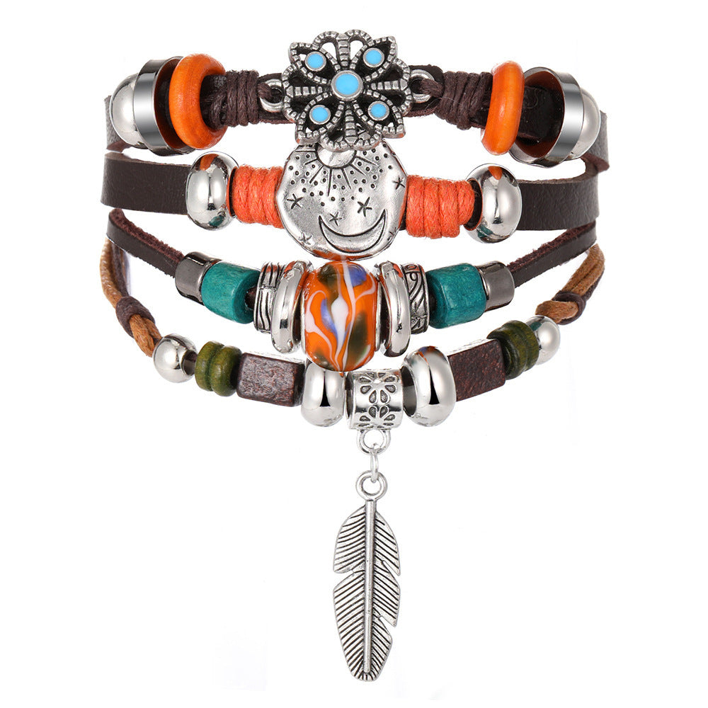 Men's Personality Fashion Multi-layer Woven Leather Bracelet