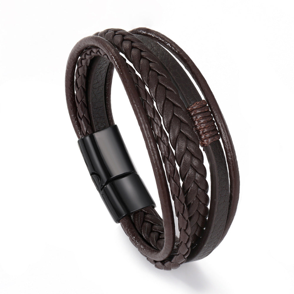 Men's Personality Fashion Multi-layer Woven Leather Bracelet