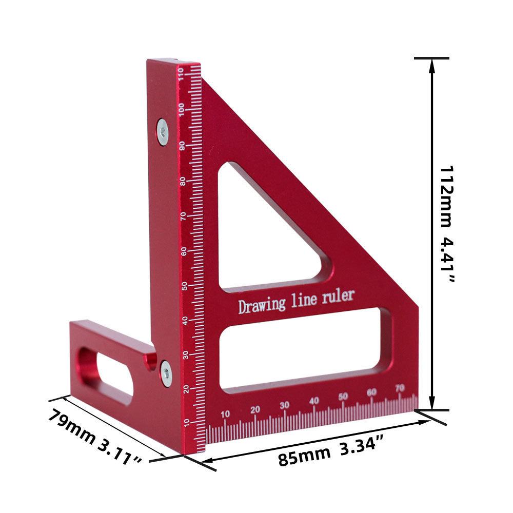 Aluminum Alloy Ruler Woodworking Angle Lineation Ruler