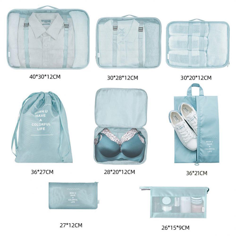 8-piece Set Luggage Divider Bag Travel Storage Clothes Underwear Shoes Organizer Packing Cube Bag