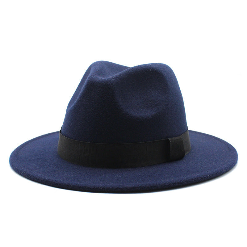 New Panama Flat Brim Fedora Hat Woolen Hat Men's And Women's Hats
