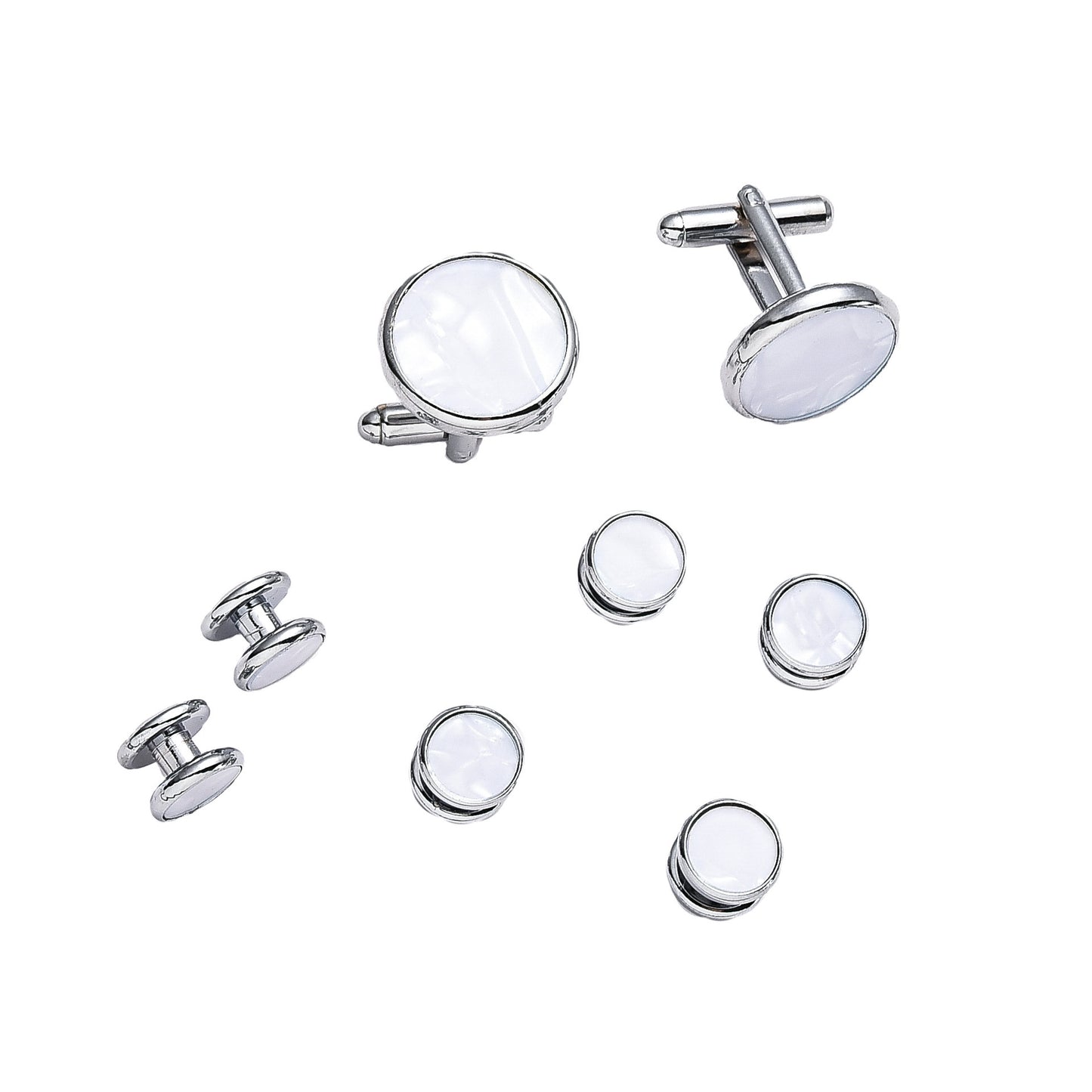 Men's Cufflinks French Shirt Round Drip Shell Cufflinks Cufflink Combo 8 Piece Set