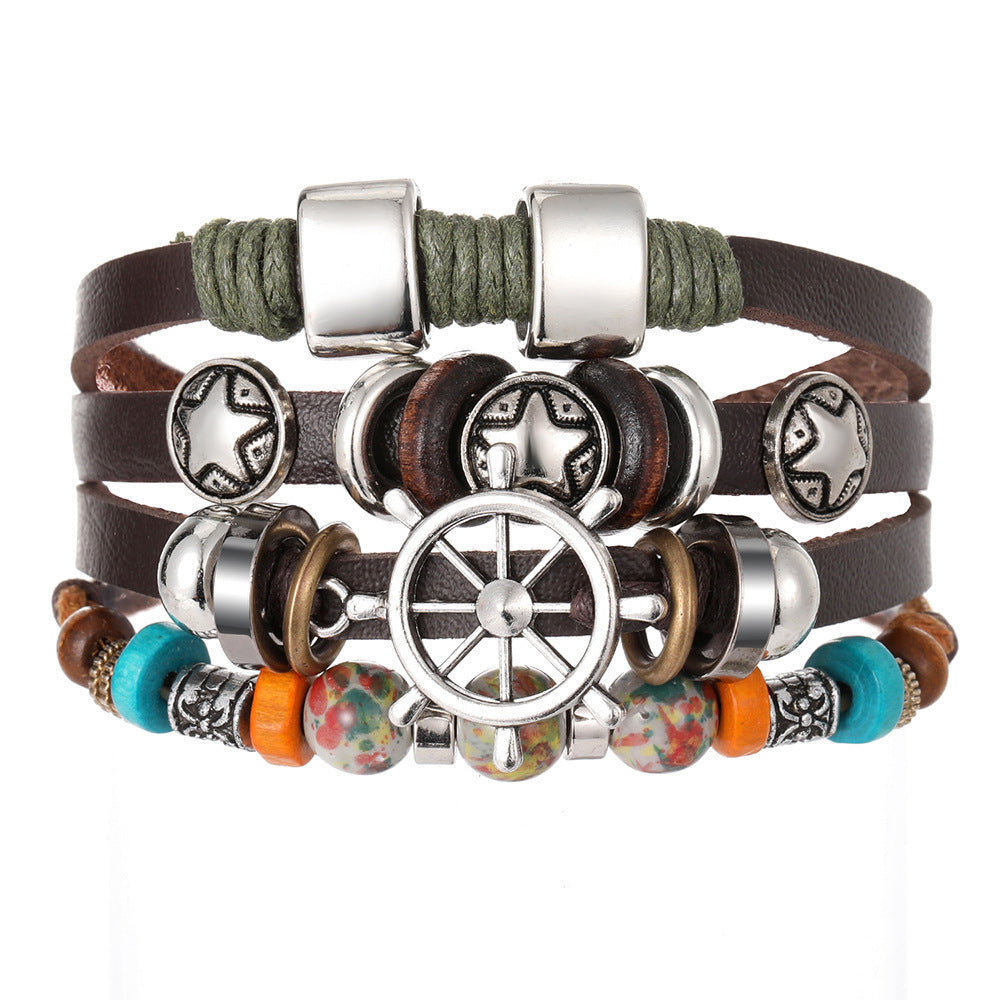 Men's Personality Fashion Multi-layer Woven Leather Bracelet
