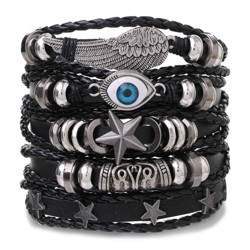 Men's Personality Fashion Multi-layer Woven Leather Bracelet
