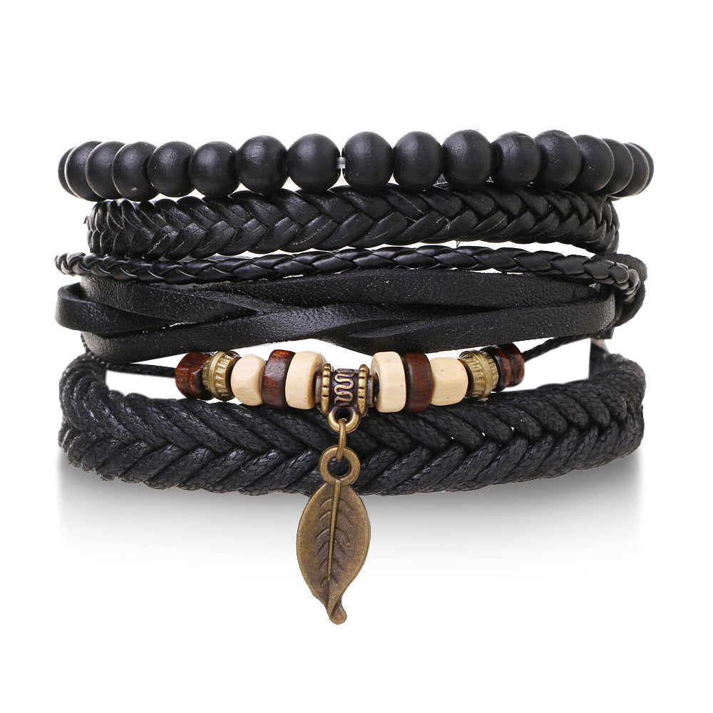 Men's Personality Fashion Multi-layer Woven Leather Bracelet