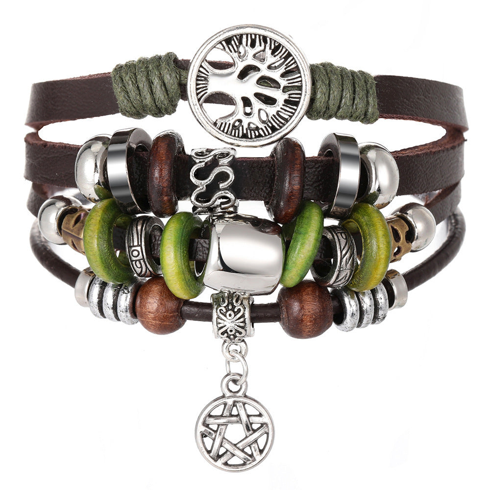 Men's Personality Fashion Multi-layer Woven Leather Bracelet
