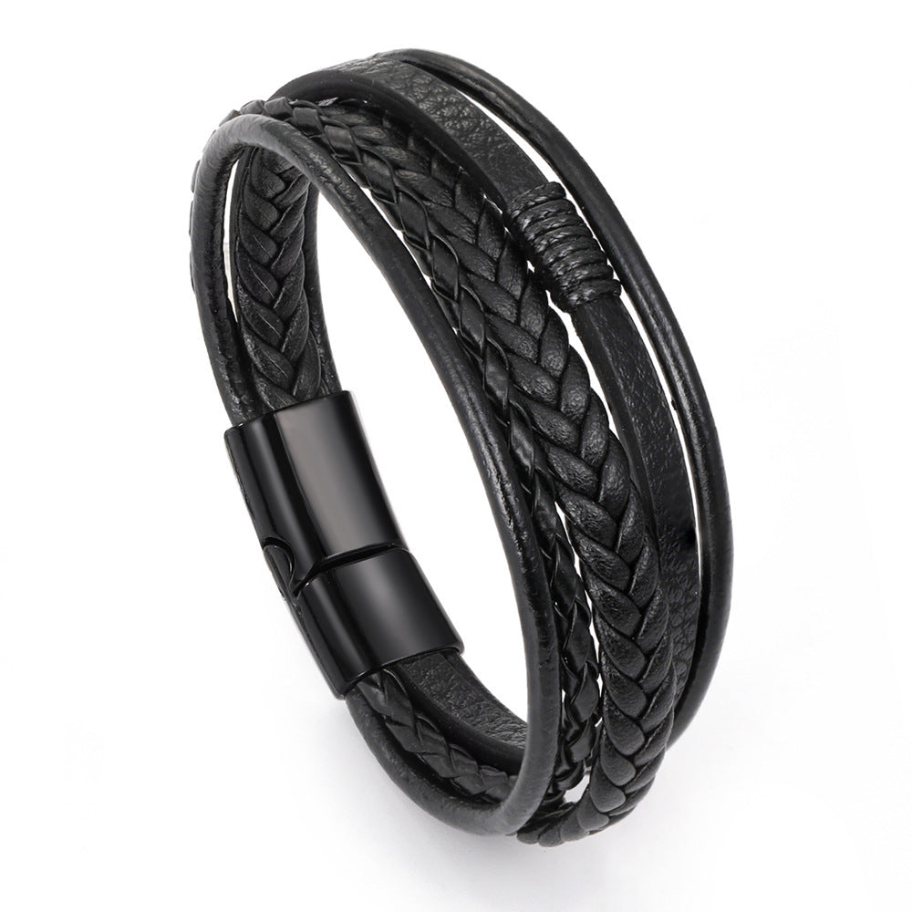 Men's Personality Fashion Multi-layer Woven Leather Bracelet
