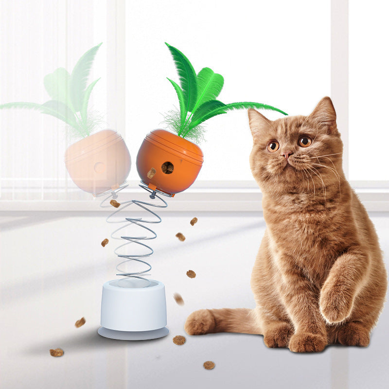 Cat Toy Pet Toys Educational Leaky Food Relieving Stuffiness Sucker Spring Carrot