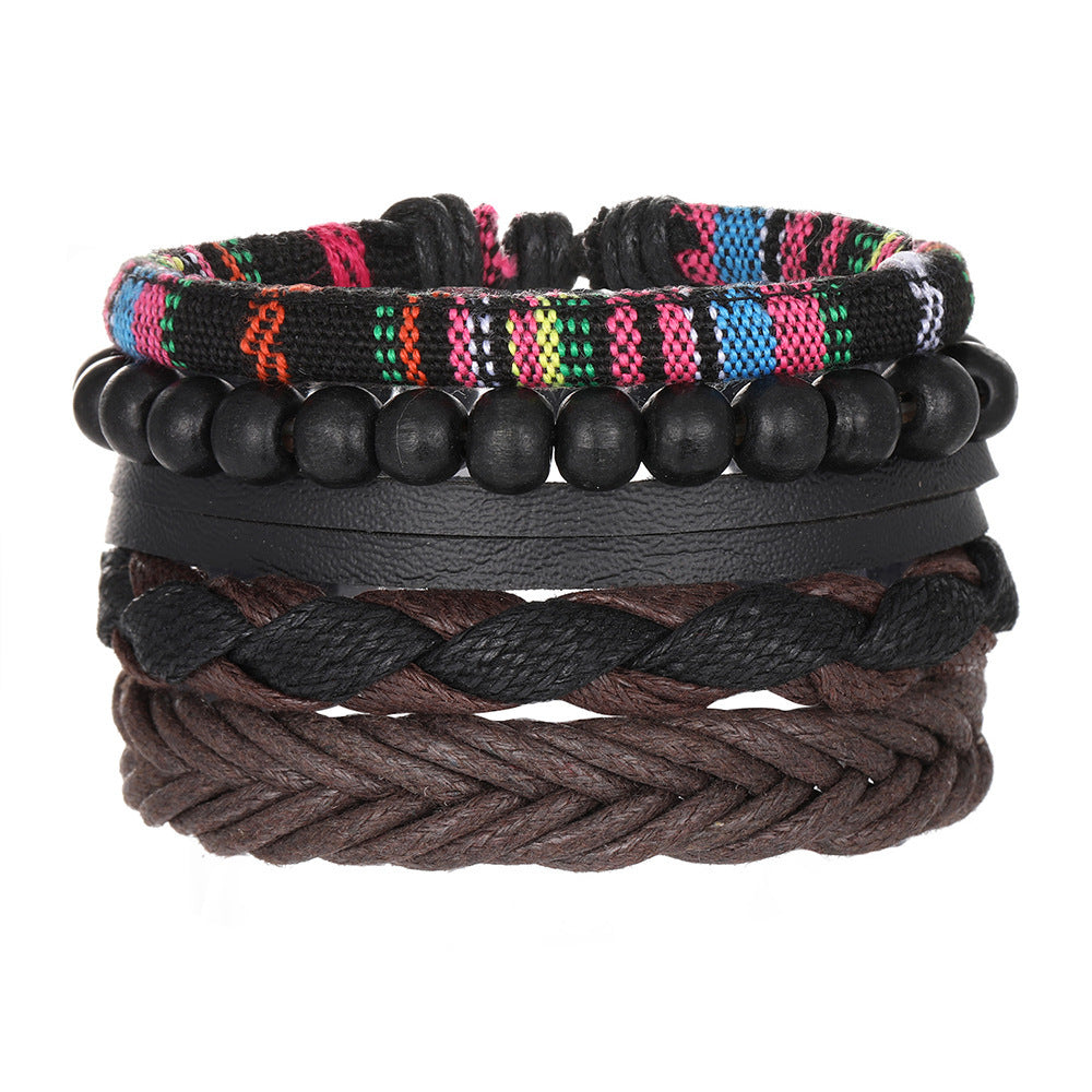 Men's Personality Fashion Multi-layer Woven Leather Bracelet