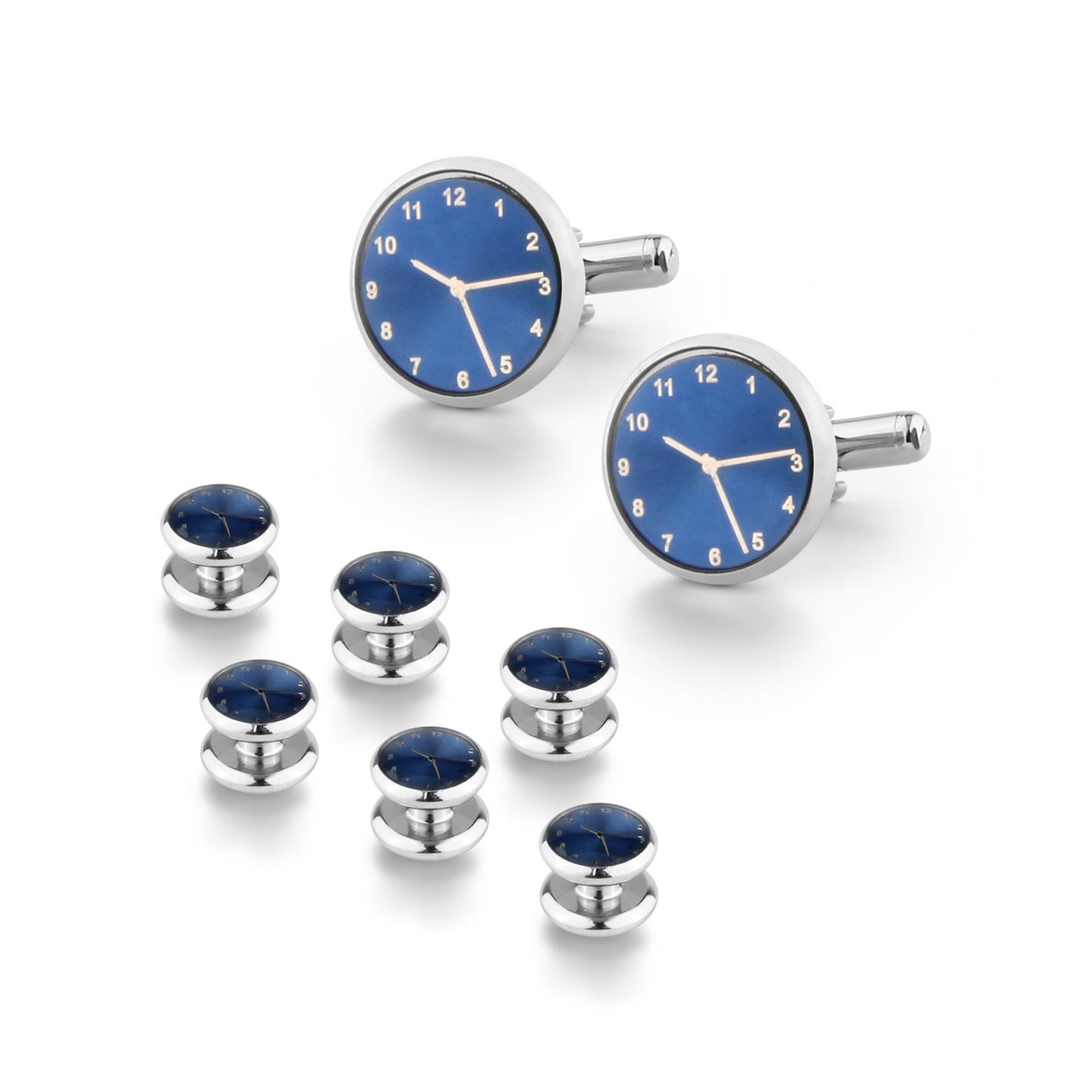 Men's Cufflinks French Shirt Round Drip Shell Cufflinks Cufflink Combo 8 Piece Set