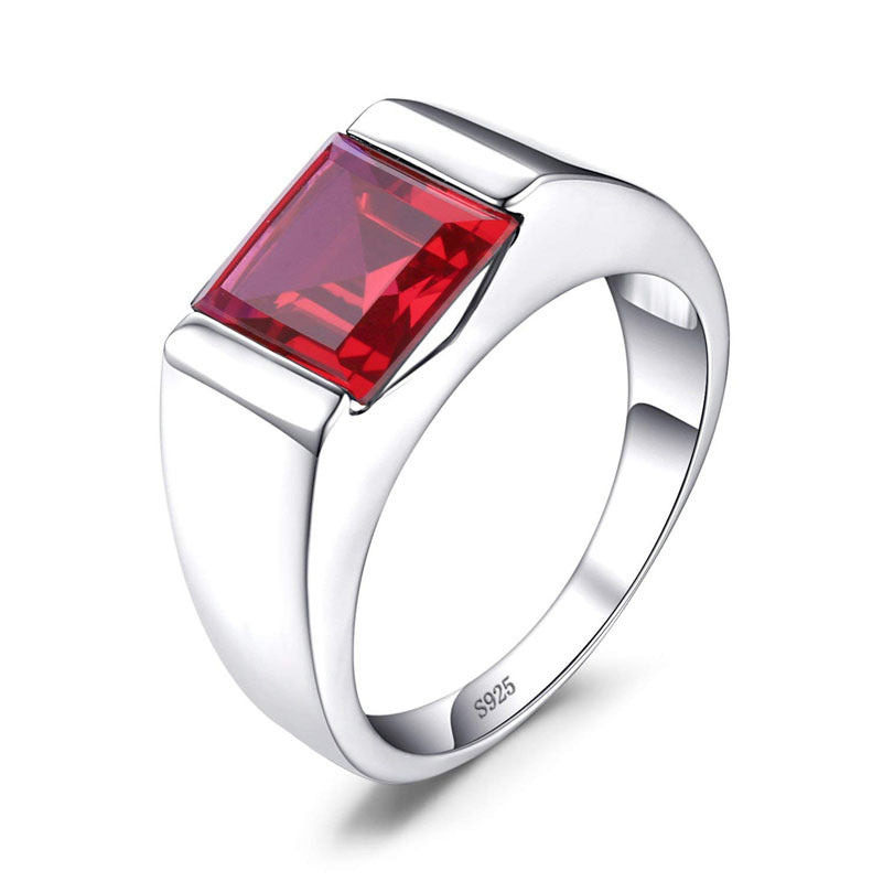 925 Sterling Silver Sapphire Emerald Men's Ring Fashion Jewelry