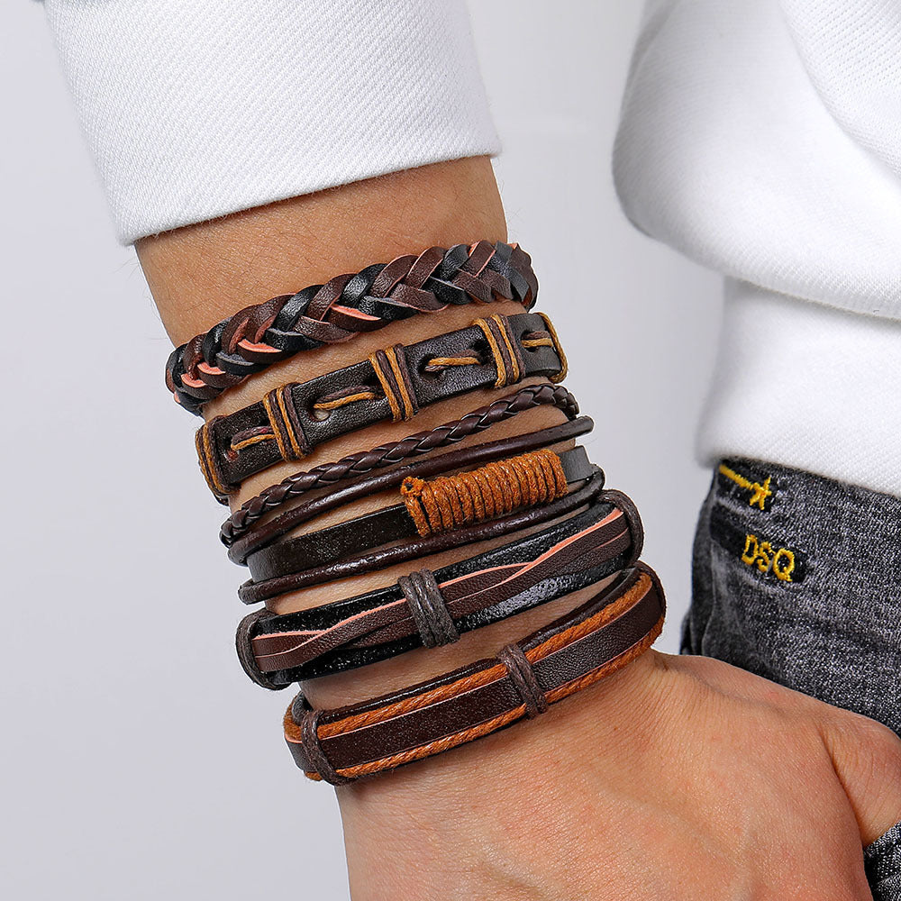 Men's Personality Fashion Multi-layer Woven Leather Bracelet