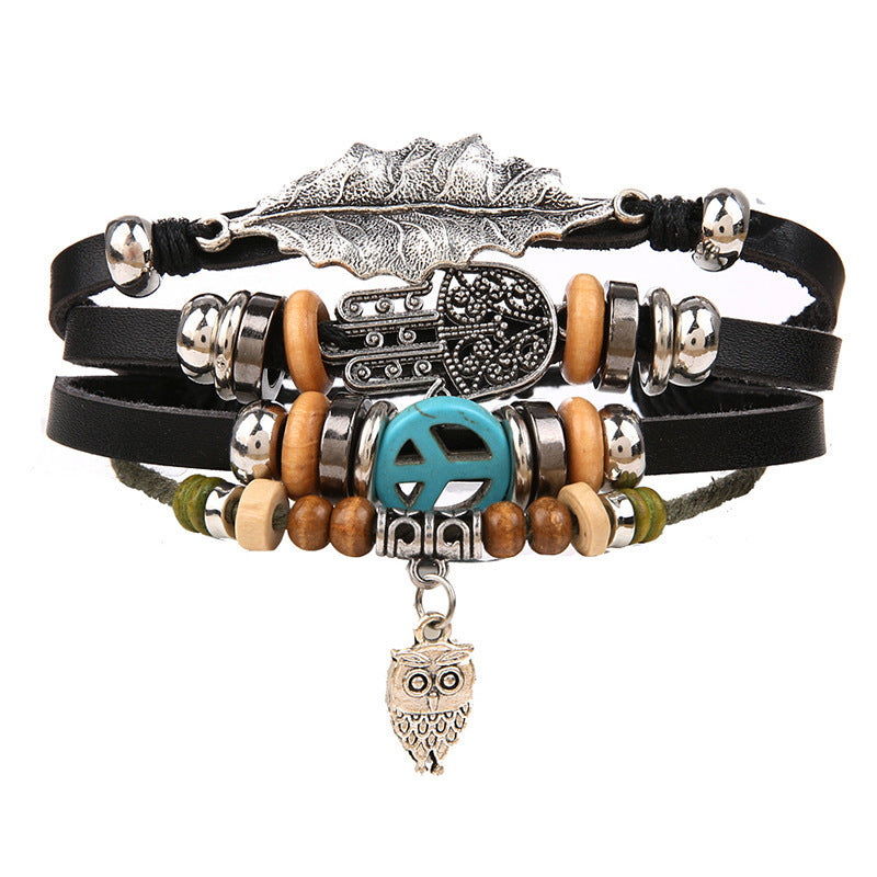 Men's Personality Fashion Multi-layer Woven Leather Bracelet