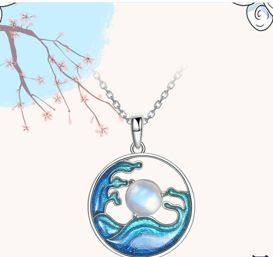 Silver Necklace Women's Sea Moon Chinese Style Jewelry
