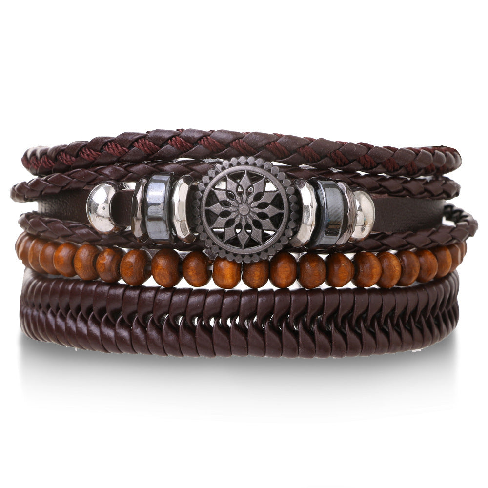 Men's Personality Fashion Multi-layer Woven Leather Bracelet