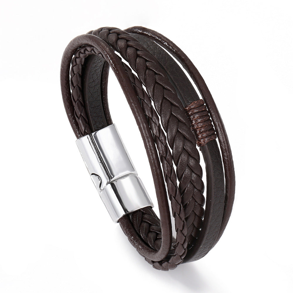 Men's Personality Fashion Multi-layer Woven Leather Bracelet