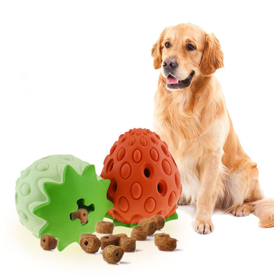 Pet Toy Chew Resistant Strawberry Leak Food Ball Pet Supplies Dog And Cat Toys