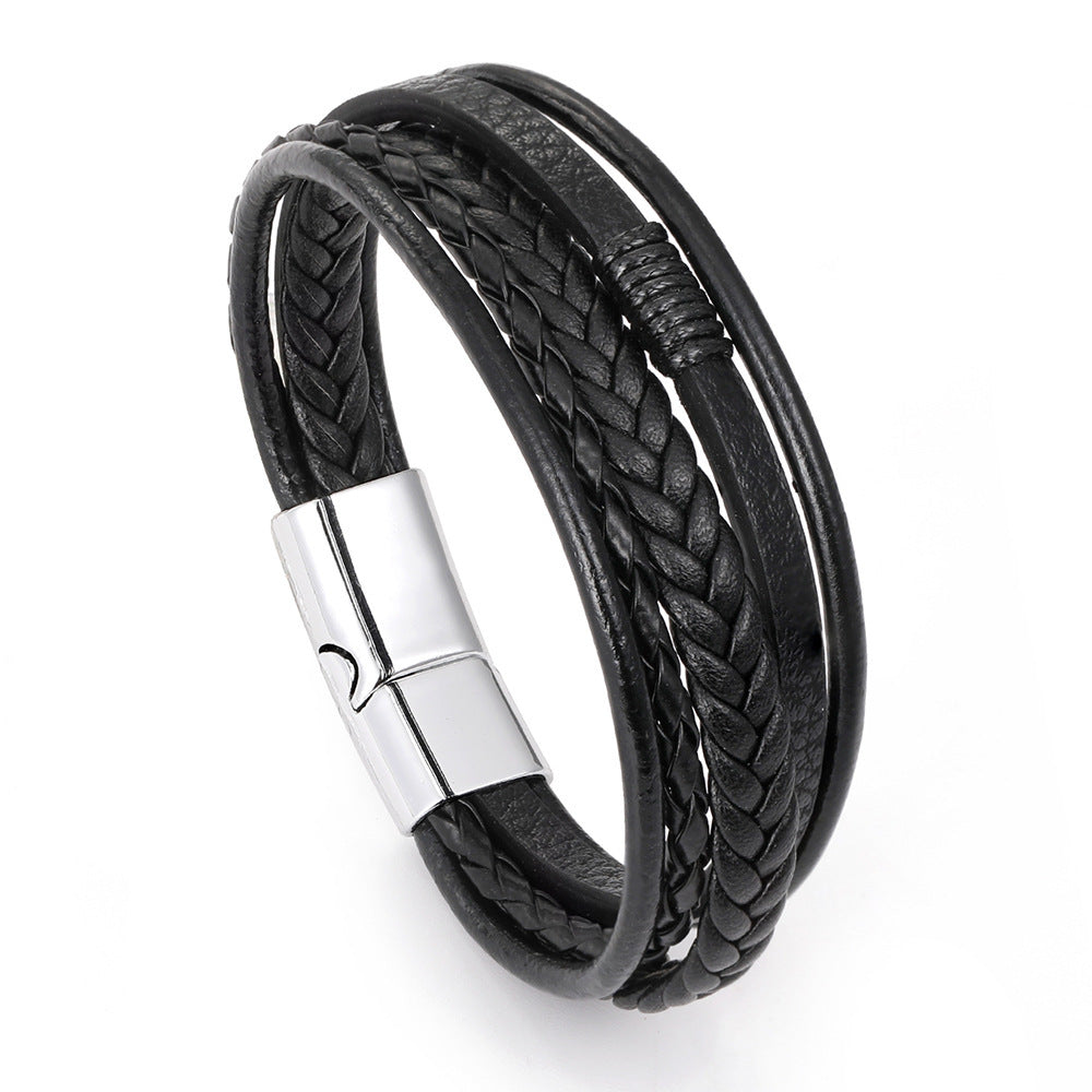 Men's Personality Fashion Multi-layer Woven Leather Bracelet