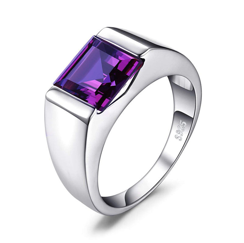 925 Sterling Silver Sapphire Emerald Men's Ring Fashion Jewelry