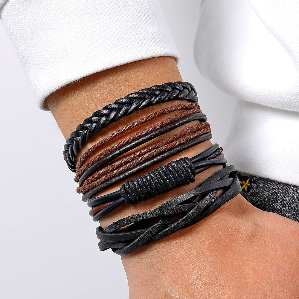 Men's Personality Fashion Multi-layer Woven Leather Bracelet