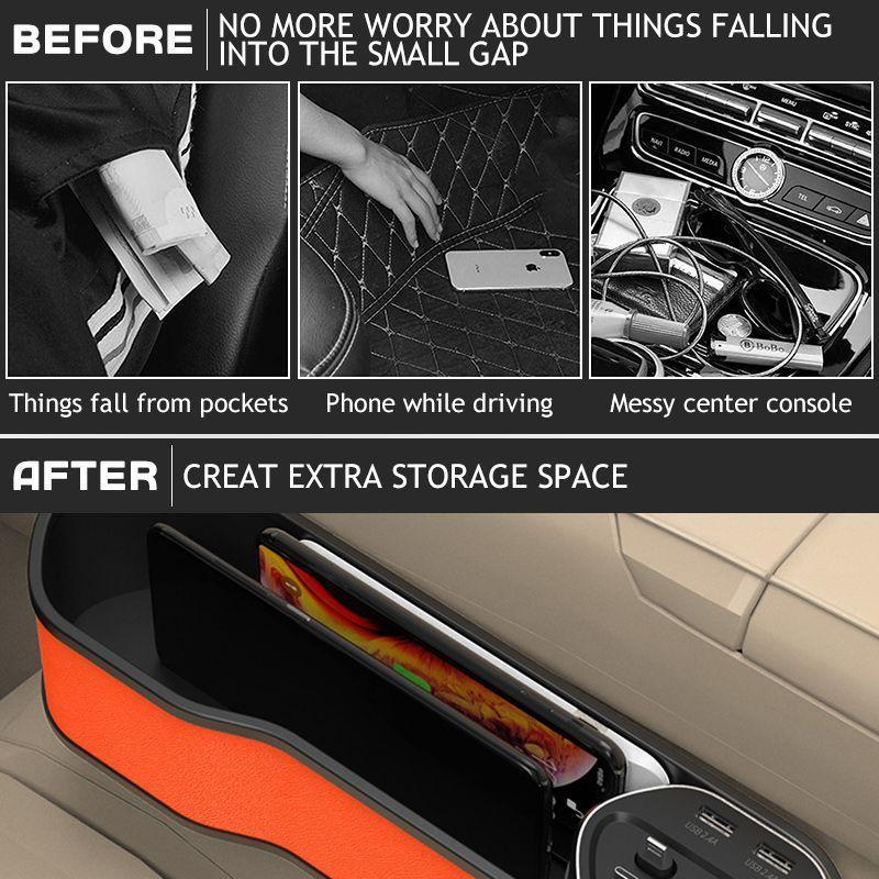 New Hot-selling Car Seat Slot Storage Box Wireless Charging