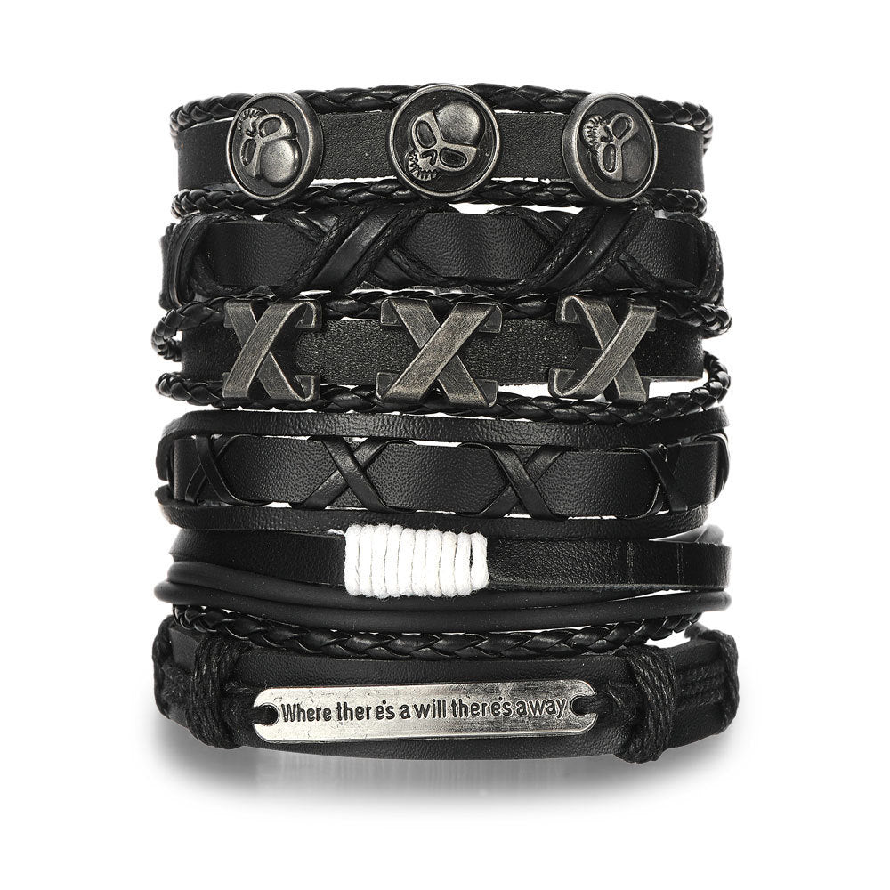 Men's Personality Fashion Multi-layer Woven Leather Bracelet
