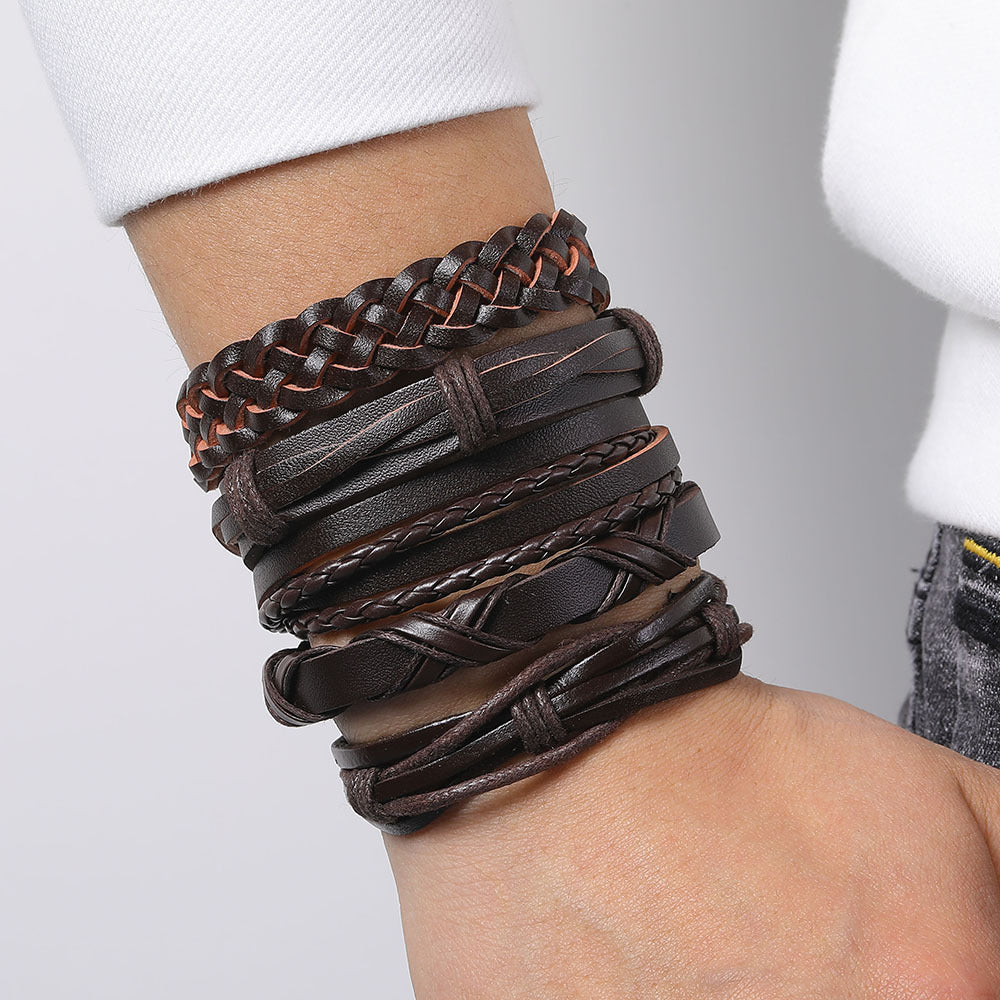 Men's Personality Fashion Multi-layer Woven Leather Bracelet