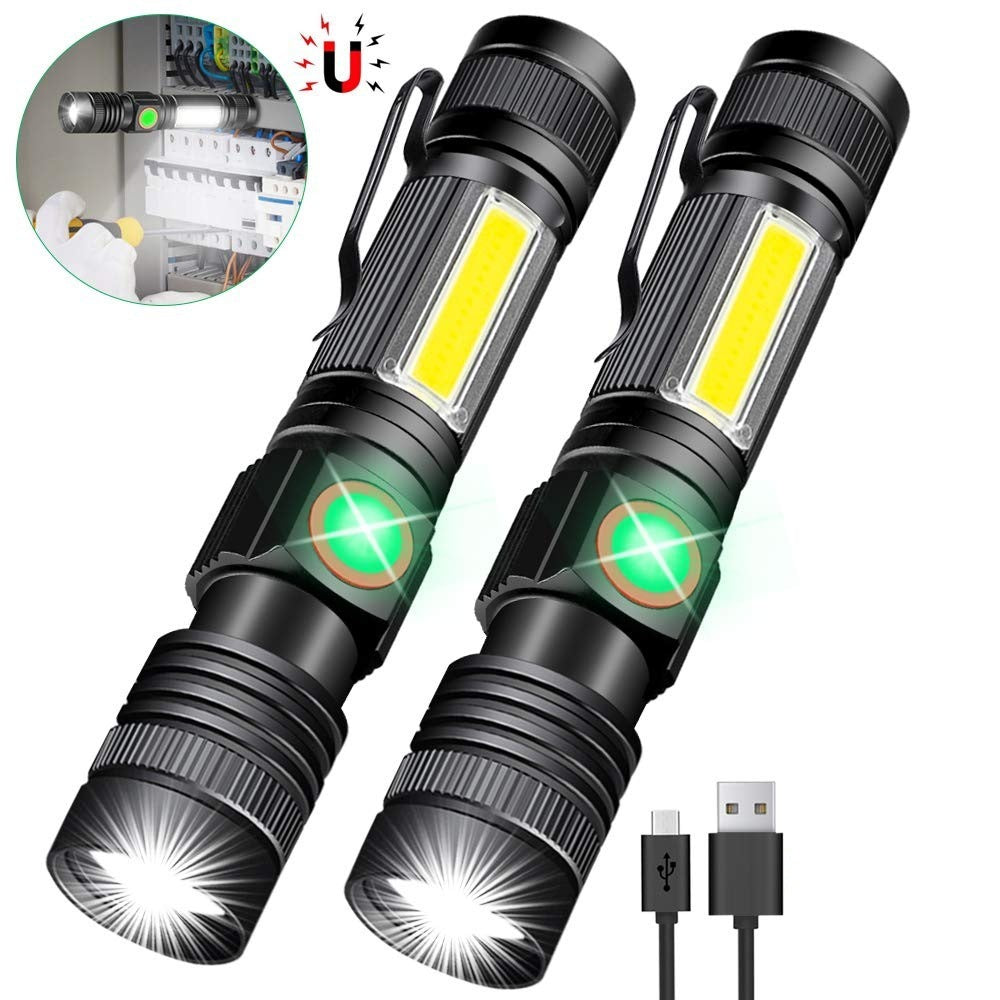 Outdoor mini zoom portable magnetic flashlight