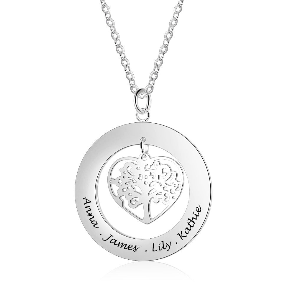 Life Tree carved name custom Necklace