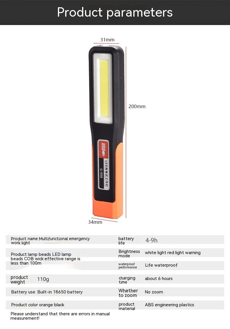 Work Light Auto Repair Super Bright Strong Light Led With Magnet Car Repair Lighting Flashlight