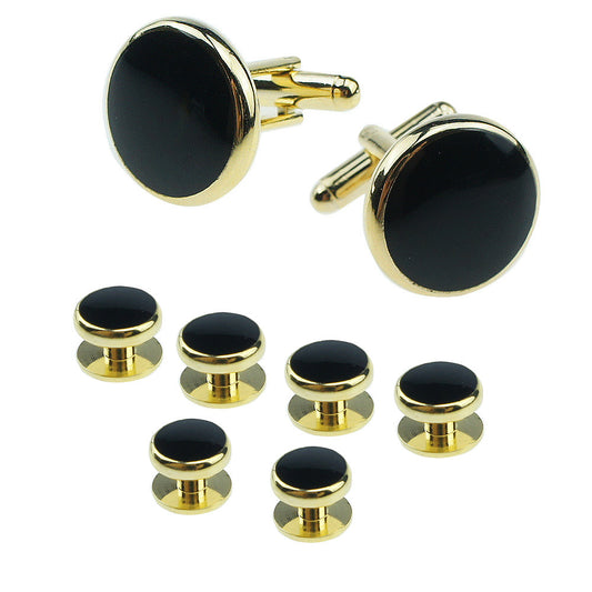 Men's Cufflinks French Shirt Round Drip Shell Cufflinks Cufflink Combo 8 Piece Set