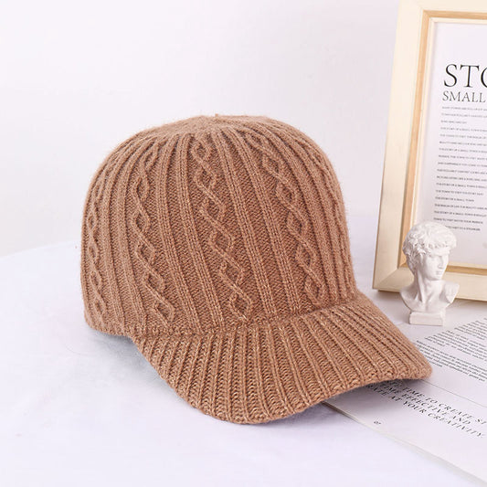 Knitting Wool Baseball Cap Korean Warm Solid Color Light Plate Peaked Cap